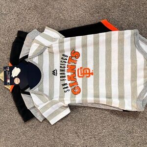 Majestic SF Giants Gray and Orange Short Sleeve bodysuits